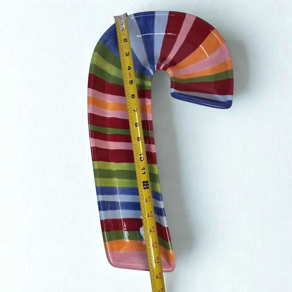 Target Multi-striped Hand‎ Painted Candy-cane Ceramic Serving Tray 18